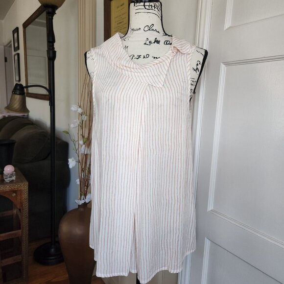 Luukaa Short Sleeve Salmon Striped Top NWT Sz 10 - Picture 2 of 11
